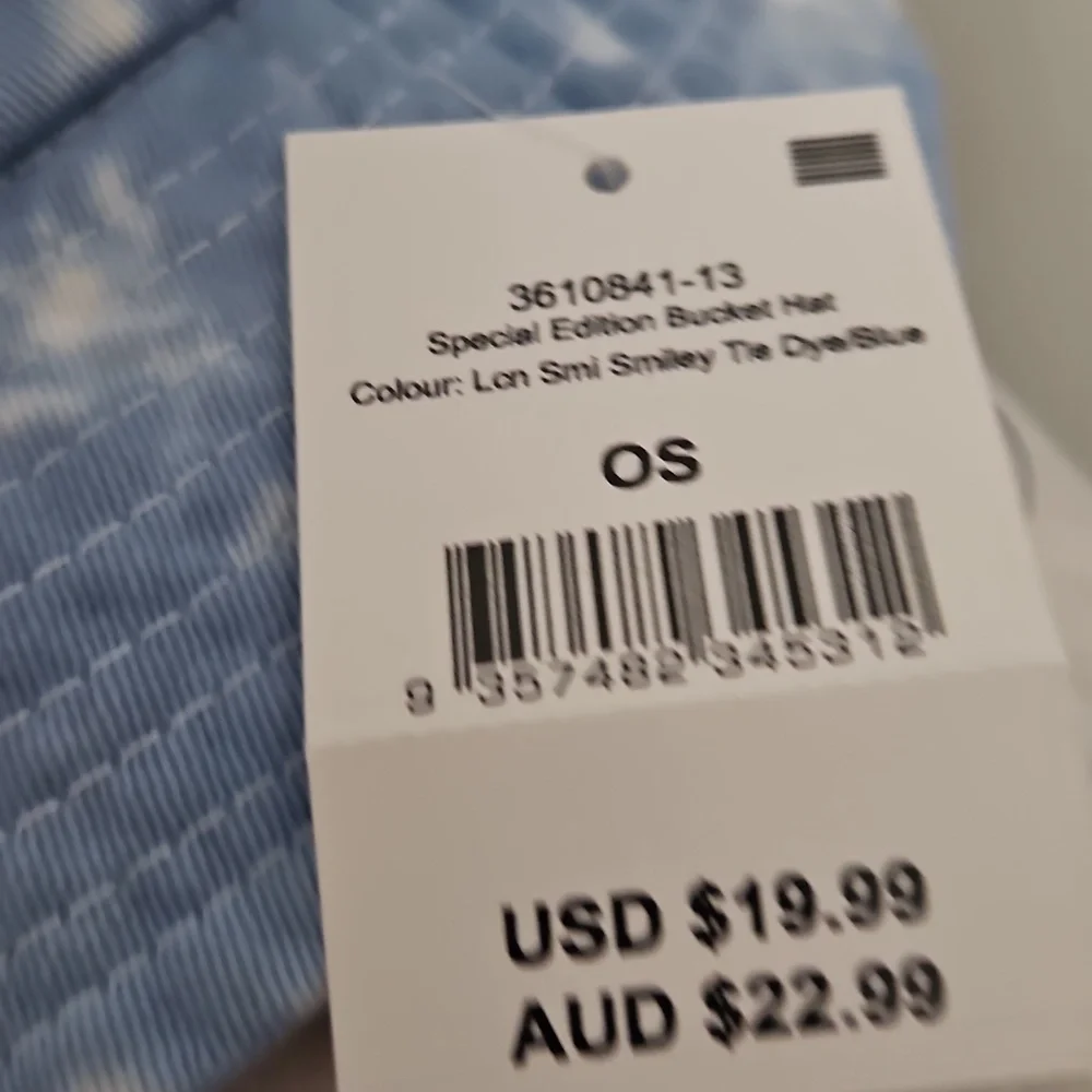 NWT Smiley Face Tie Dye Bucket Hat Light Blue Unisex Kids OS Trendy Festival - Picture 6 of 7